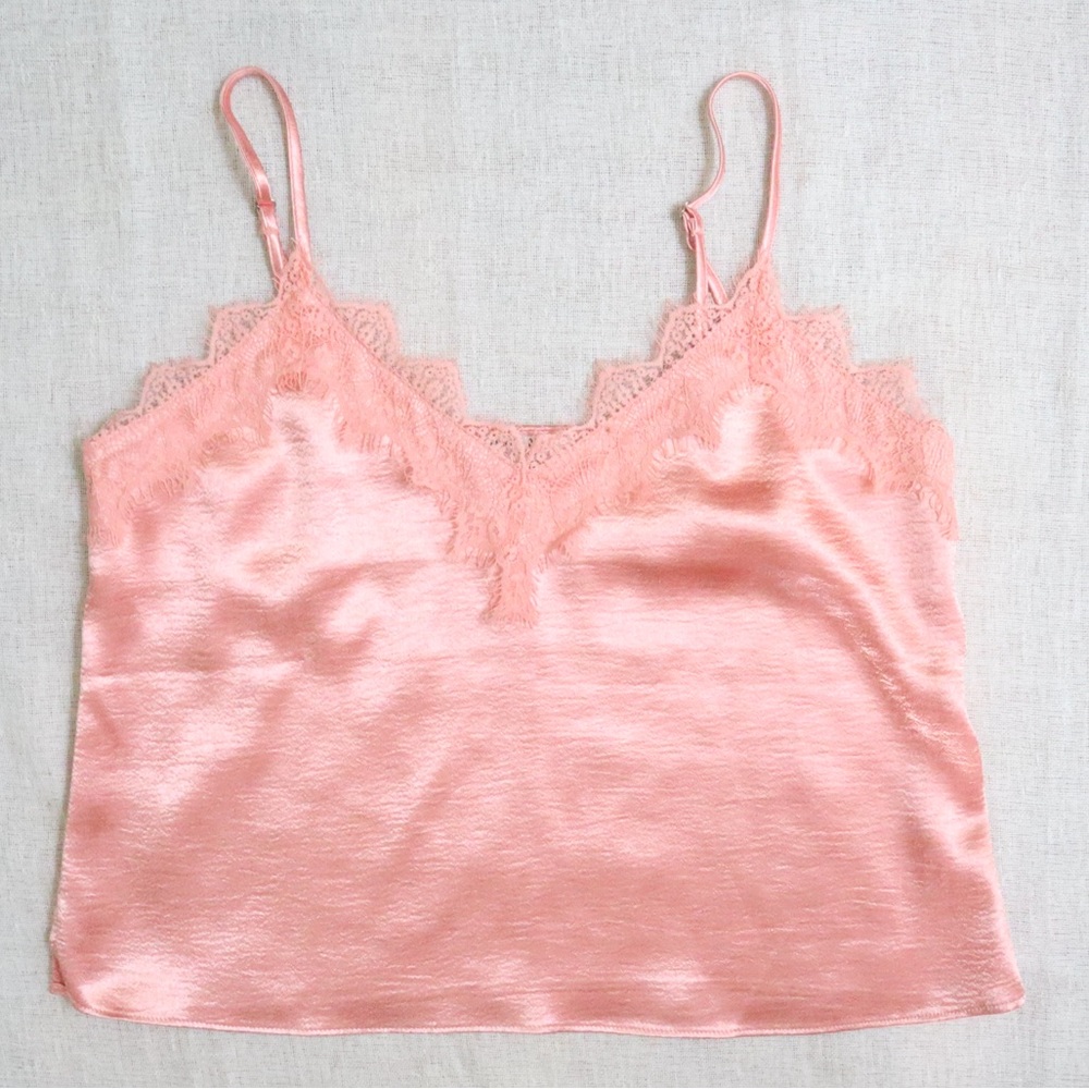 Forever 21 Shiny Pink Lace Cami Top